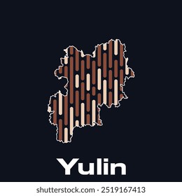 Map City of Yulin - location on China country, modern and simple with line data connection vector design - logotype element for template