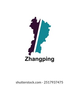 Map City of Zhangping, simple and modern design template vector - map location on China Country