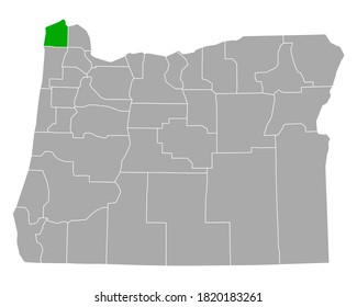 Mapa de Clatsop en Oregón en blanco