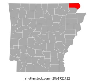 Map of Clay in Arkansas on white