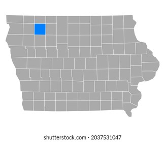 Map of Clay in Iowa on white