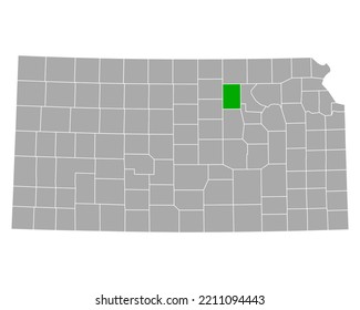 Karte von Clay in Kansas auf Weiß
