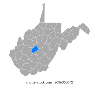 Map of Clay in West Virginia on white