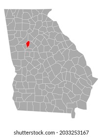 Map of Clayton in Georgia on white