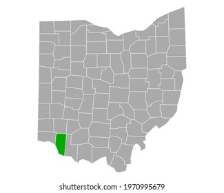 Map of Clermont in Ohio on white