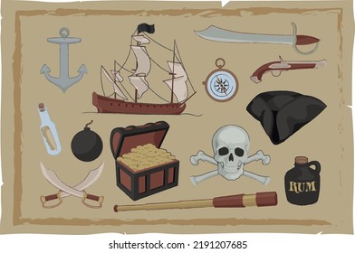 Map with clip art for Pirate Day
