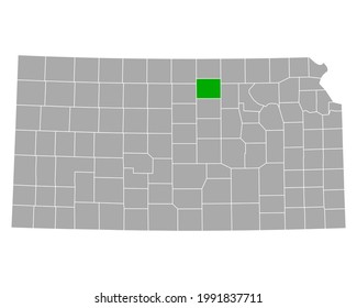 Map of Cloud in Kansas on white background