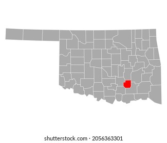 Map of Coal in Oklahoma on white
