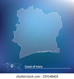 Mapa de Costa de Marfil - ilustración vectorial