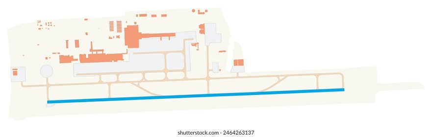 Map of Cochin International Airport (Nedumbassery Airport) (India). IATA-code: COK. Airport diagram with runways, taxiways, apron, parking areas and buildings. Map Data from OpenStreetMap.