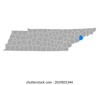 Map of Cocke in Tennessee on white
