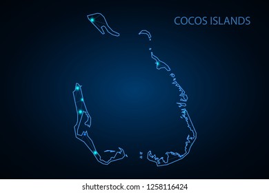 Map of Cocos Keeling Islands, High detailed blue vector map – Cocos Island map. - Vector