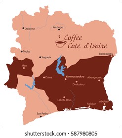 map coffee in  Cote d'Ivoire 