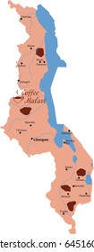 map coffee in  malavi