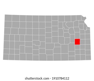 Karte von Coffey in Kansas auf Weiß