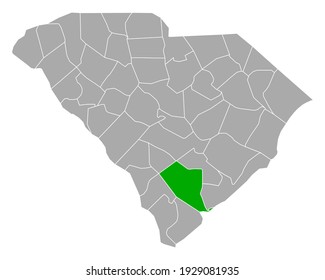 Map of Colleton in South Carolina on white