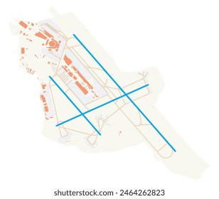 Map of Cologne Bonn Airport (Germany). IATA-code: CGN. Airport diagram with runways, taxiways, apron, parking areas and buildings. Map Data from OpenStreetMap.