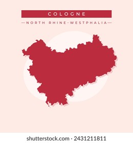 Map of Cologne - North Rhine-Westphalia - Germany region outline silhouette graphic element Illustration template design