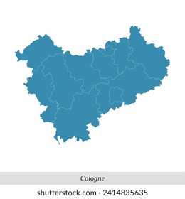 map of Cologne is a region in North Rhine-Westphalia state of Germany with borders municipalities