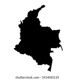 Karte des kolumbianischen schwarzen Silhouettendesigns auf weißem Hintergrund