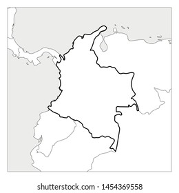 Map of Colombia black thick outline highlighted with neighbor countries.
