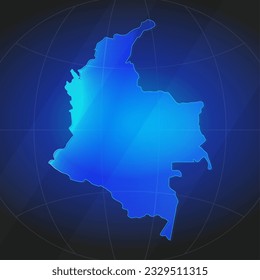 Mapa de Colombia de color azul. Plantilla para sitio web, informe anual, noticias, infografías. Ilustración vectorial 