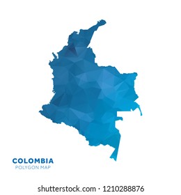 Map of Colombia. Blue geometric polygon map.