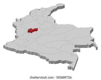 Map - Colombia, Caldas - 3D-Illustration