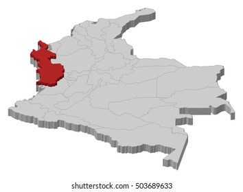 Map - Colombia, Choco - 3D-Illustration