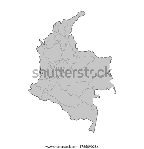 Map of Colombia divided to regions. Outline\
map. Vector illustration.