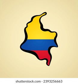 Mapa de Colombia con bandera y contorno negro.