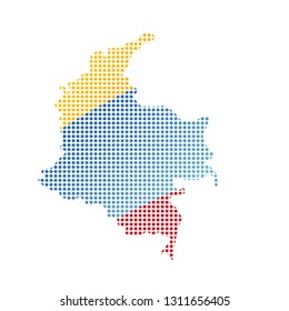 Map of Colombia with flag. Pointillism style. Vector illustration design