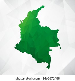 Map of Colombia - Green Geometric Rumpled Triangular , Polygonal Design For Your . Vector illustration eps 10