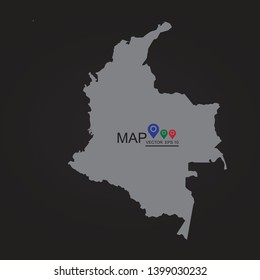 Map of Colombia, High Detailed Map of Colombia isolated on white background.Vector illustration eps 10 - Vector