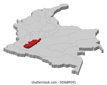 Map - Colombia, Huila - 3D-Illustration