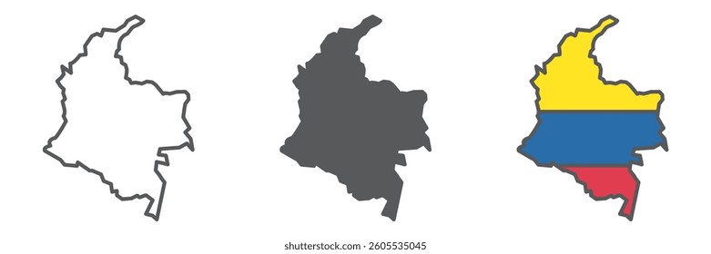 Map of Colombia icon collection, country and travel, Colombia map vector icon set, vector graphics, editable stroke outline sign, eps 10