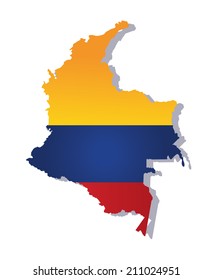 map of colombia with the image of the national flag