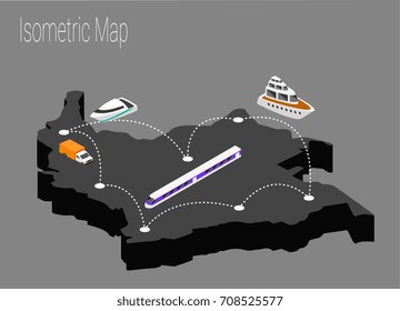 Map Colombia isometric concept. 3d flat illustration of Map Colombia.