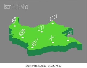 Map Colombia isometric concept. 3d flat illustration of Map Colombia.