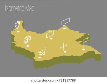 Map Colombia isometric concept. 3d flat illustration of Map Colombia.