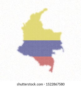 Map of Colombia. Mosaic style map with flag of Colombia. Ecstatic vector illustration.