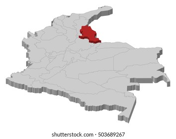 Map - Colombia, Norte de Santander - 3D-Illustration