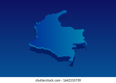 map of Colombia on blue background. Vector modern isometric concept greeting Card illustration eps 10.