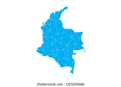Map of Colombia from Polygonal wire frame low poly mesh,Colombia map  Vector Illustration EPS10.