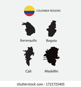 Map of Colombia regions graphic element Illustration template design
