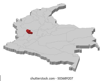 Map - Colombia, Risaralda - 3D-Illustration