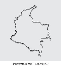 Map of Colombia with shadow on gray background.eps10