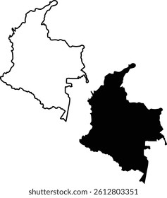 Map of Colombia Silhouette Flat and Outline Design
