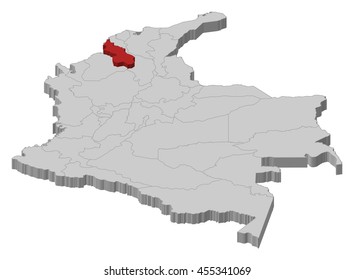 Map - Colombia, Sucre - 3D-Illustration