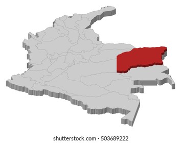 Map - Colombia, Vichada - 3D-Illustration